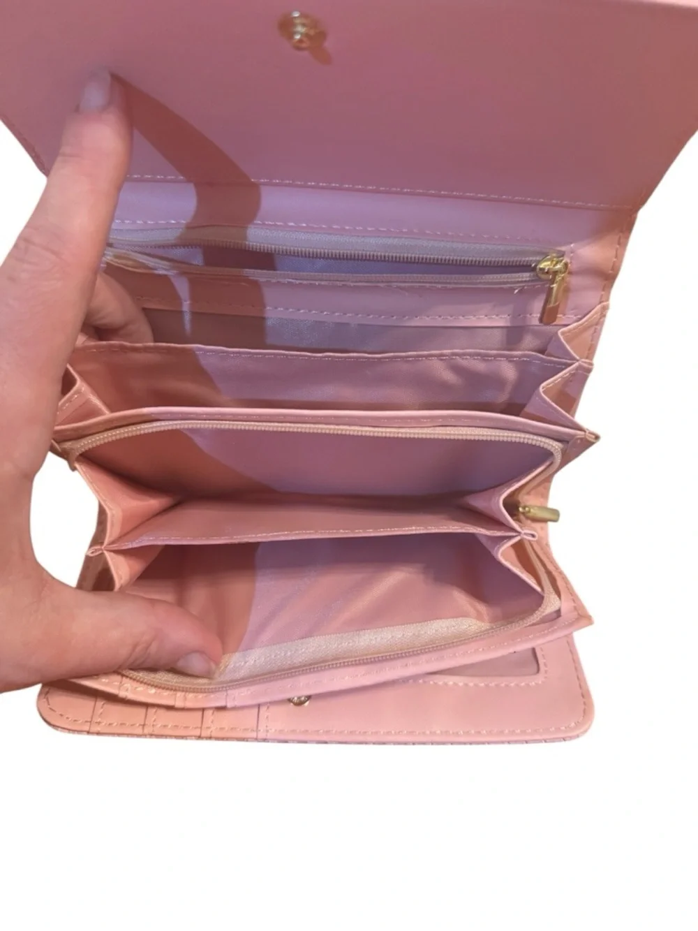 MODA Women’s Woven Leather Clutch Wallet - Light Pink